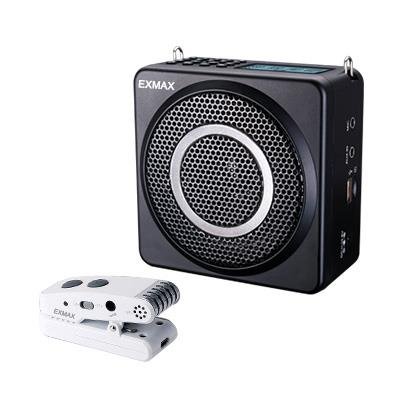 EXMAX E260W 2.4G Wireless Portable Amplifier Dual voice coil speaker LCD Display Support FM MP3 Recording 18W Outpot power(White)