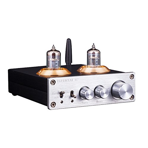 Dilvpoetry PJ M7 6J1 Vacuum Tube Amplifier CSRA64215 Chip Audio Stereo Preamplifier HiFi Bass Adjust Bluetooth Receiver (Silver)