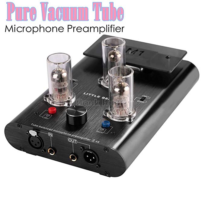 Little Bear M1 6N2/12AX7 Vacuum Tube Balanced Microphone Preamplifier inside 48V Phantom Power; HiFi KTV XLR/6.35mm MIC Pre-Amp; Audiophile 2-Channel Preamp for Condenser MIC Music Recording Equipment