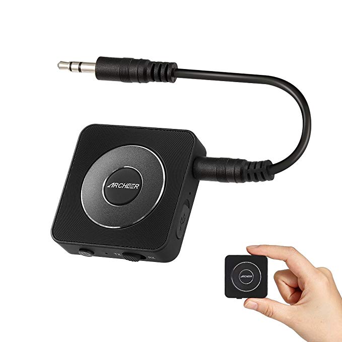 Bluetooth Transmitter/Receiver, ARCHEER 2-in-1 3.5mm Aux Wireless Audio Adapter, Pocket Size, aptx Low Latency, Dual Link Bluetooth HiFi Receivers for Home Audio Music Sound System