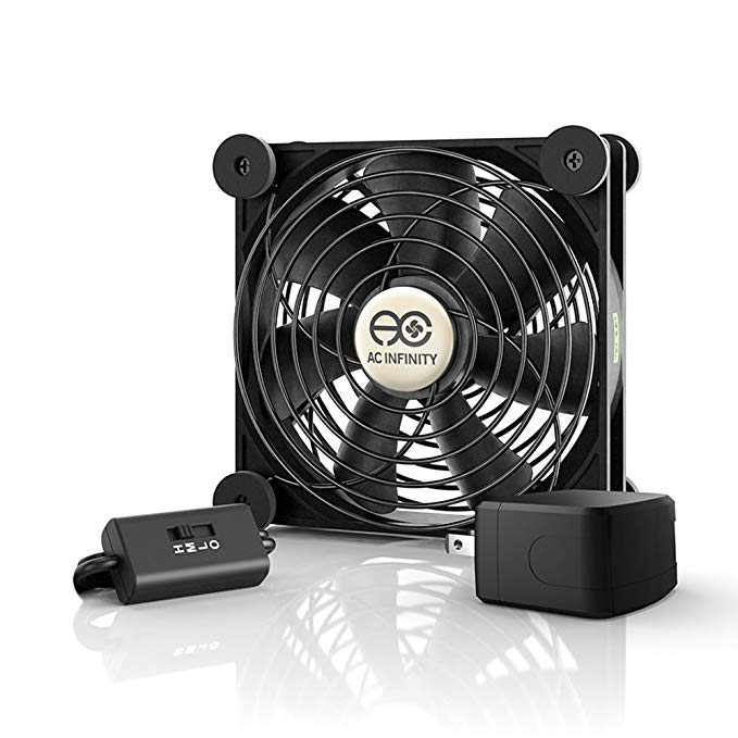 AC Infinity MULTIFAN S3-P, Quiet 120mm AC-Powered Fan with Speed Control, for Receiver DVR Playstation Xbox Component Cooling