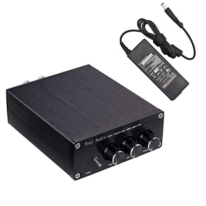 【UPDATE】2 Channel Stereo Audio Amplifier Receiver Mini Hi-Fi Class D Integrated Amp 2.0CH for Home Speakers 100W x 2 With Bass and Treble Control TPA3116(With power supply)