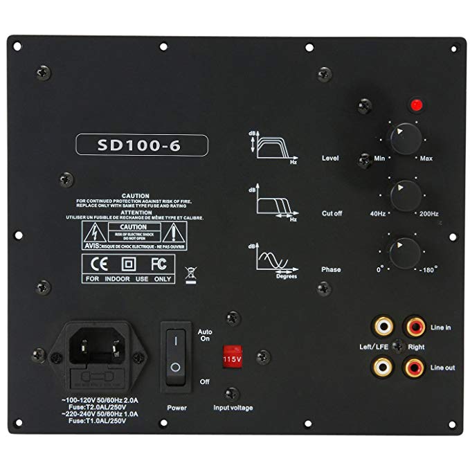 Yung International Yung SD100-6 100W Class D Subwoofer Plate Amplifier Module with 6 dB at 45 Hz