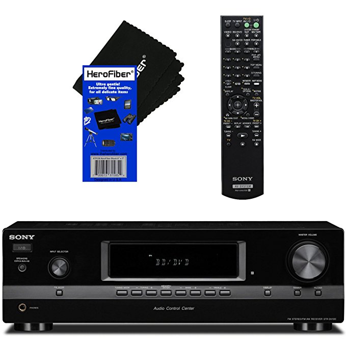 Sony 2 Channel 270W Hi-Fi Stereo Receiver with 5 Audio Inputs, 2 Audio Outputs & AM/FM Tuner + Remote Control + HeroFiber Ultra Gentle Cleaning Cloth