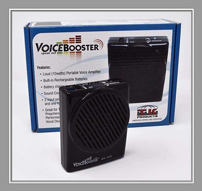 VoiceBooster Voice Amplifier 10watts Black MR1506 (Aker) by TK Products, Portable, for Teachers, Coaches, Tour Guides, Presentations, Costumes, Etc.